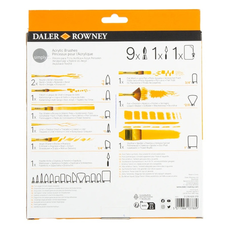 Daler Rowney Zestaw Pędzli w Piórniku Acrylic
