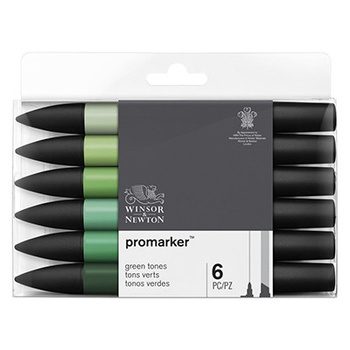 Winsor & Newton Promarker Zestaw 6 Kolorów Green Tones
