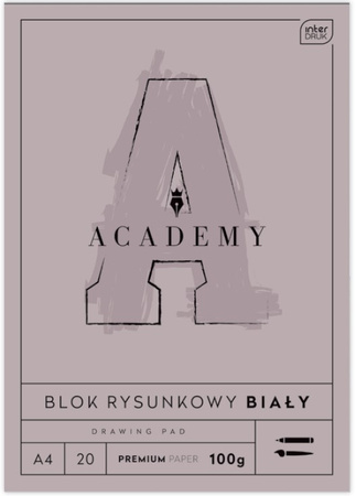 Interdruk Blok Rysunkowy Biały A4 20ark. 100g Academy