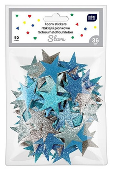 Interdruk Brokatowe Naklejki Piankowe Samoprzylepne 36szt Stars