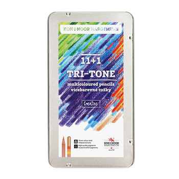 Koh-i-noor Kredki Natur 3442 Tri-Tone Trójkolorowe 11+1 Kolorów