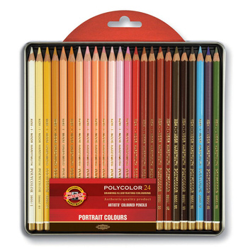 Koh-i-noor Kredki Polycolor 3824 24 Kol. "Portret" Op. Metalowe