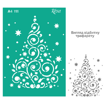 Rosa Talent Szablon Samoprzylepny Wielokrotnego Użytku, Nr 111, A4 (21x29.7 Cm) - Xmas. Choinka