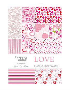 Happy Color Blok z Motywami Love A4 15 ark. 80g
