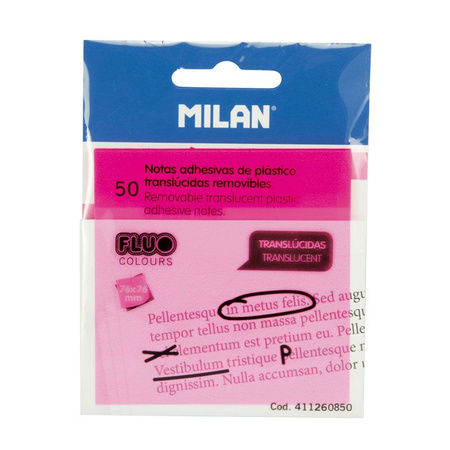 Milan Karteczki Samoprzylepne Fluo 76x76mm Różowe