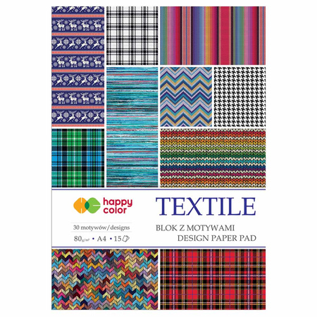 Happy Color Blok z Motywami Textile A4 15 ark. 80g