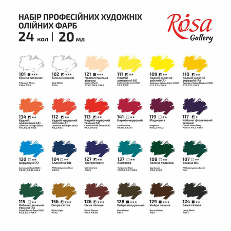 Rosa Gallery Farby Olejne 20 Ml. 24 Kol.