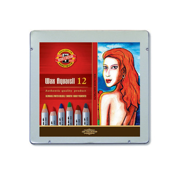 Koh-I-Noor Kredki Wax Aquarell 8282 12 Kolorów Op. Metalowe