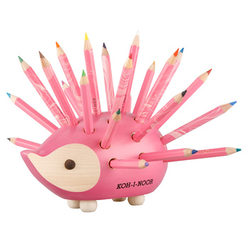 Koh-I-Noor Drewniany Jeż Na Kredki Średni Różowy + 24 Kredki
