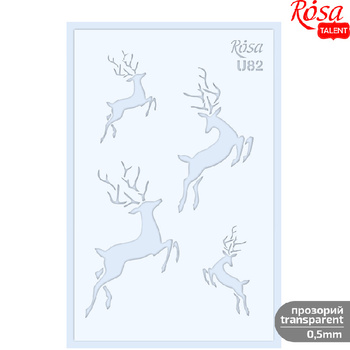 Rosa Talent Plastikowy Szablon Wielokrotnego Użytku, Nr U82, 13x20 Cm - Xmas, Renifery