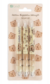 Dp Craft Długopisy Żelowe Czarne 3szt. Kapibara