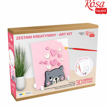Rosa Talent Zestaw Kreatywny Obraz 3d Kotek, Mdf 18x18 Cm