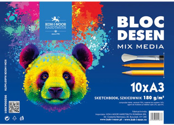 Koh-i-Noor Szkicownik Mix Media A3 10ark. 180g Niedźwiedź - Seria Niebieska