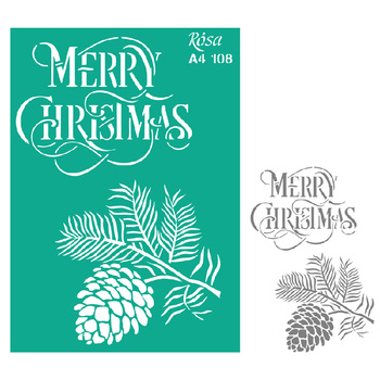 Rosa Talent Szablon Samoprzylepny Wielokrotnego Użytku, Nr 108, A4 (21x29.7 Cm) - Xmas, Merry Christmas