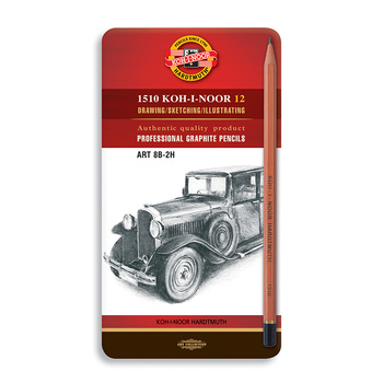 Koh-i-noor Ołówek Grafitowy 1512 Art Koh-I-Nor Natur 8b-2h Kpl.12