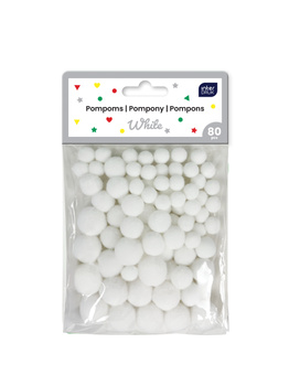 Interdruk Pompony Do Dekoracji 80szt. Białe