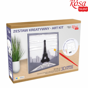Rosa Talent Zestaw Kreatywny Obraz 3d Paryż, Mdf 30x30 Cm