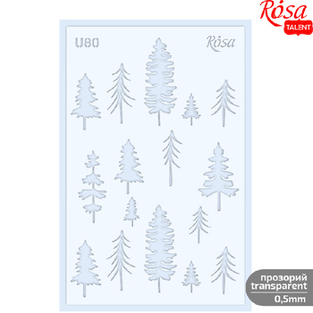 Rosa Talent Plastikowy Szablon Wielokrotnego Użytku, Nr U80, 13x20 Cm - Xmas, Choinki