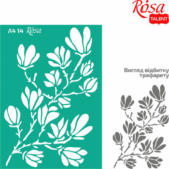 Rosa Talent Szablon Samoprzylepny Wielokrotnego Użytku, Nr 14, A4 (21x29.7 Cm) - Magnolia