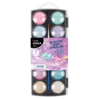 Kidea Farby Akwarelowe Metaliczne 12 Kolorów