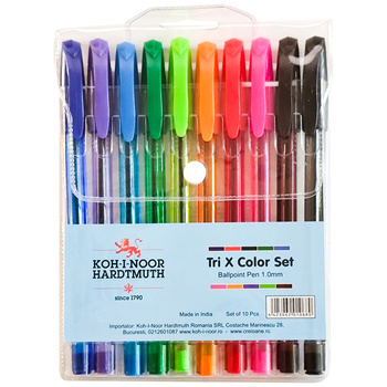 Koh-I-Noor Długopisy Kolorowe Tri X 10 Sztuk 1mm