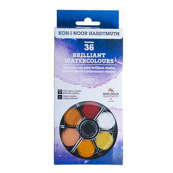 Koh-i-noor Farby Akwarelowe Brilliant 174507/3 36 Kol Okrągłe Opakowanie