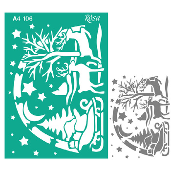 Rosa Talent Szablon Samoprzylepny Wielokrotnego Użytku, Nr 106, A4 (21x29.7 Cm) - Xmas, Zaprzęg Reniferów