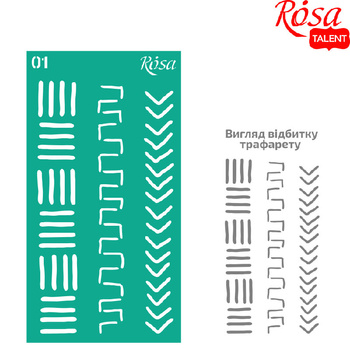 Rosa Talent Szablon Samoprzylepny Wielokrotnego Użytku, Nr 01, 9x17 Cm - El. Geometryczne