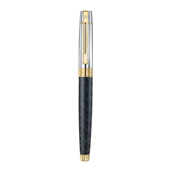 Sheaffer Pióro Kulkowe 300 Czarny Mat Z Wzorem Skuwka Chrom Pozłacane 9347