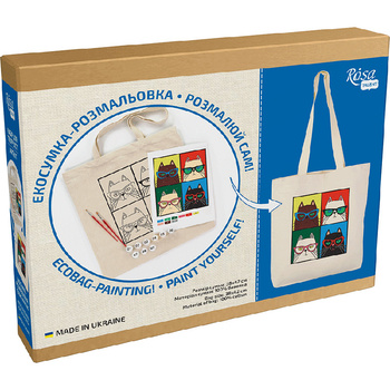 Rosa Talent Zestaw - Torba Do Malowania Cats In Glasses, Bawełna 220 G. 38x42 Cm