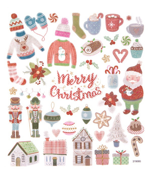 Dp Craft Naklejki z Brokatem Przytulne Święta 43szt.