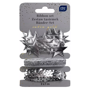 Interdruk Zestaw Tasiemek Silver 3x1 M Satin Gold