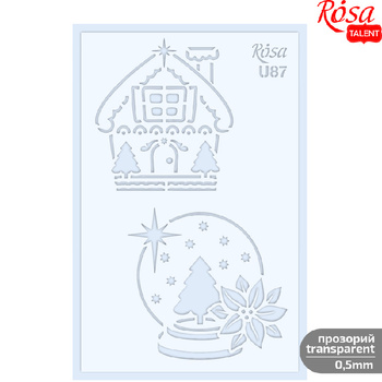 Rosa Talent Plastikowy Szablon Wielokrotnego Użytku, Nr U87, 13x20 Cm - Xmas, Kula Śnieżna