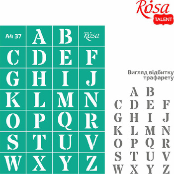 Rosa Talent Szablon Samoprzylepny Wielokrotnego Użytku, Nr 37, A4 (21x29.7 Cm) - Alfabet
