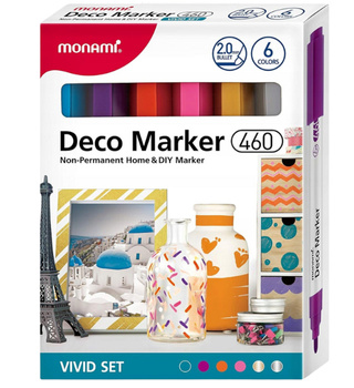 Monami Markery Akrylowe Deco 6kol 2,0mm Vivid 460