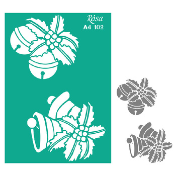 Rosa Talent Szablon Samoprzylepny Wielokrotnego Użytku, Nr 102, A4 (21x29.7 Cm) - Xmas, Dzwonki