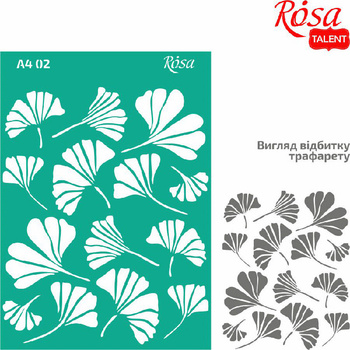 Rosa Talent Szablon Samoprzylepny Wielokrotnego Użytku, Nr 02, A4 (21x29.7 Cm) - Liście Miłorzębu