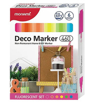 Monami Markery Akrylowe Deco 6kol 2,0mm Fluorescent 460