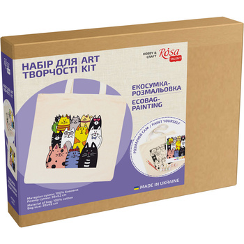 Rosa Talent Zestaw - Torba Do Malowania Cats, Bawełna 220 G. 38x42 Cm